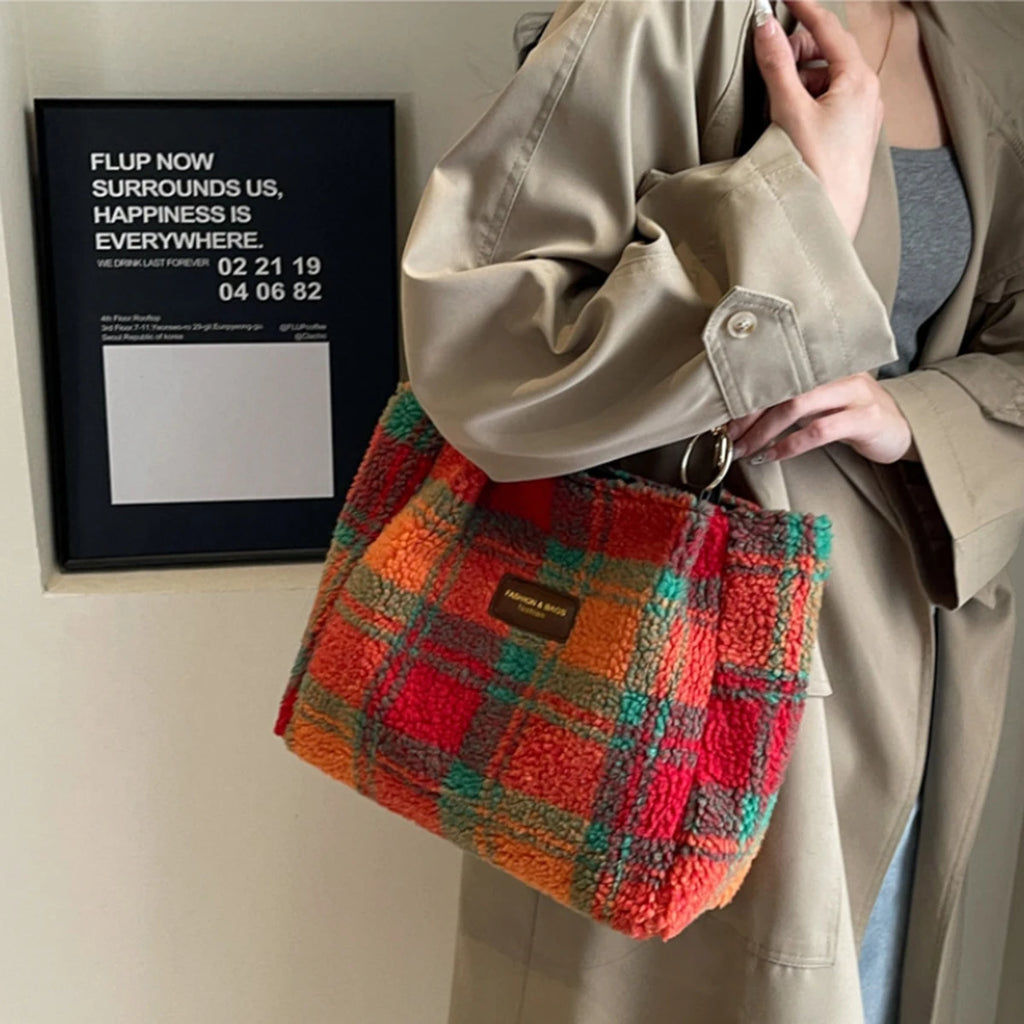 Ruby Plaid Cozy Tote
