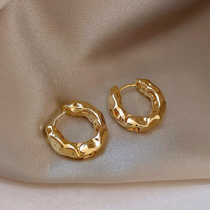 Golden Wave Pleated Earrings
