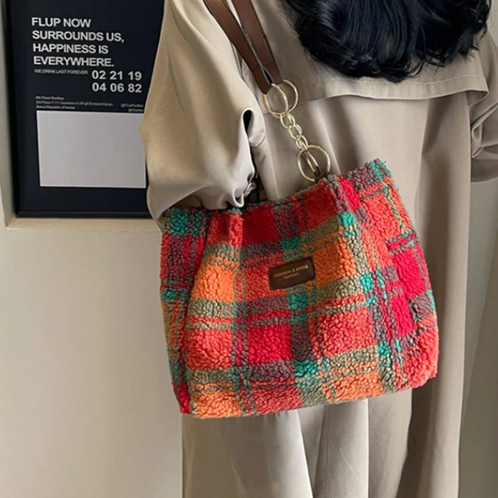 Ruby Plaid Cozy Tote