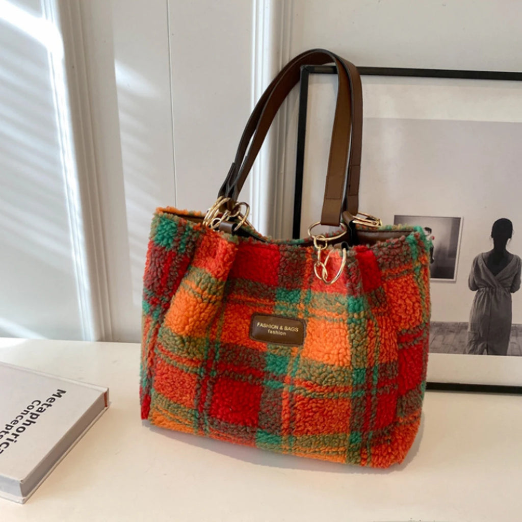 Ruby Plaid Cozy Tote