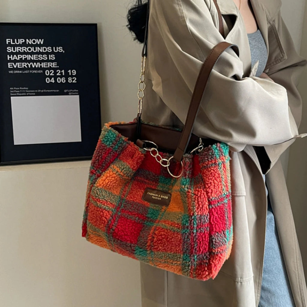 Ruby Plaid Cozy Tote