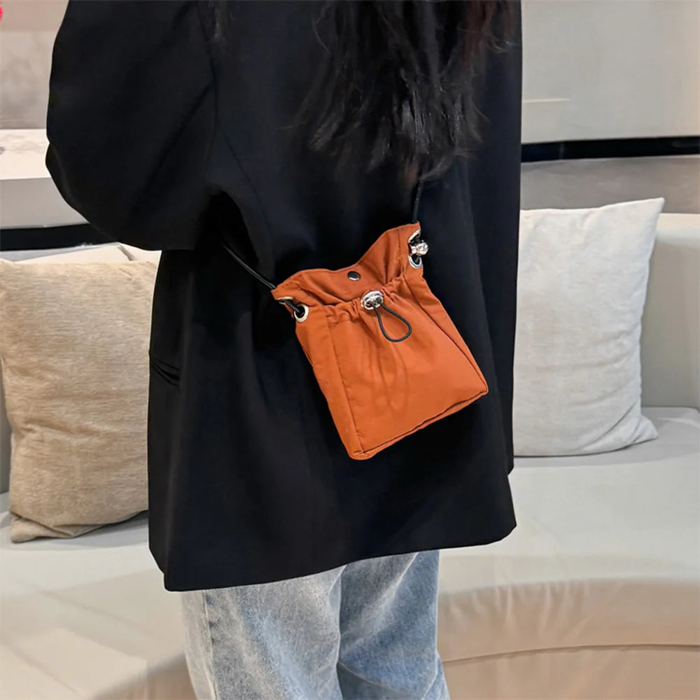 Unisex Nylon Bucket Crossbody Bag