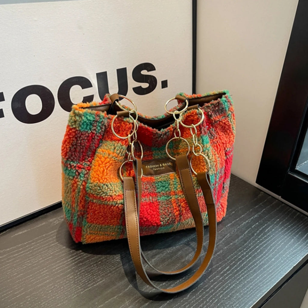 Ruby Plaid Cozy Tote