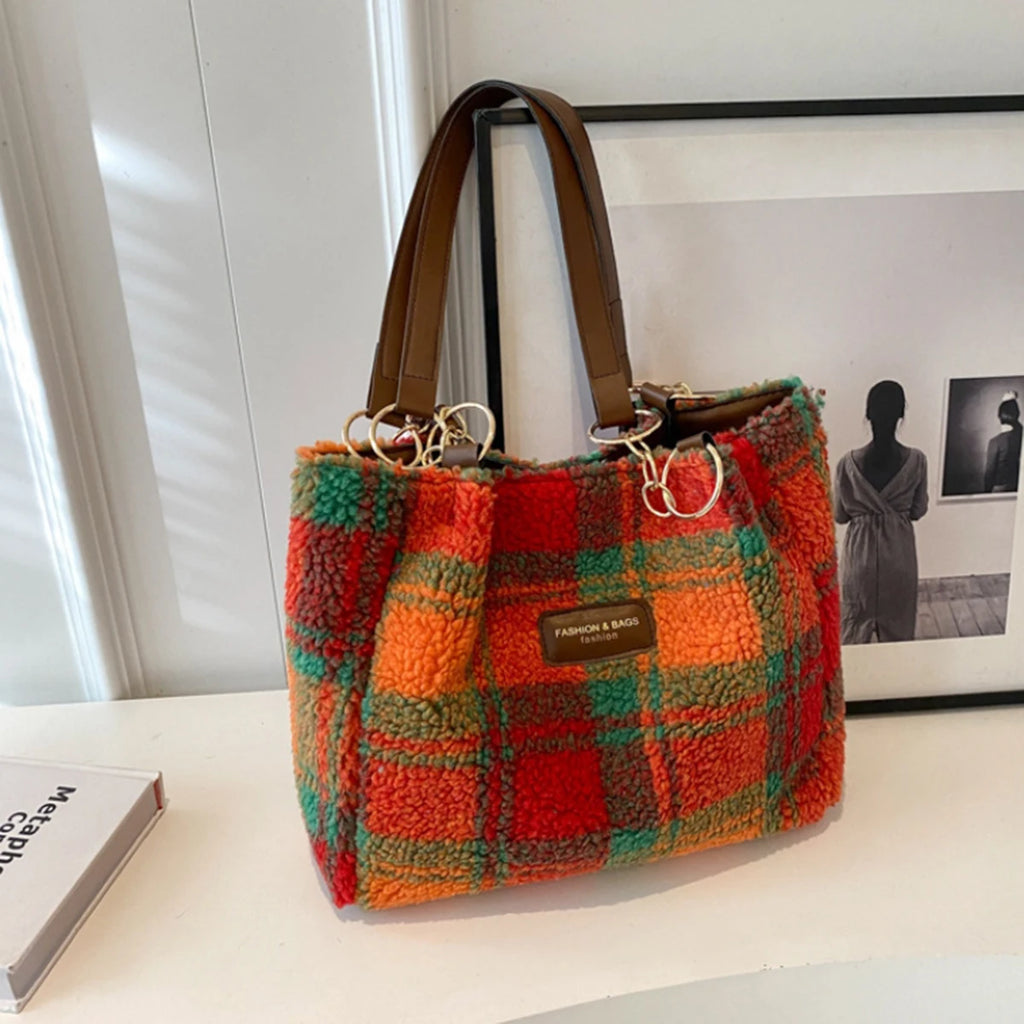 Ruby Plaid Cozy Tote