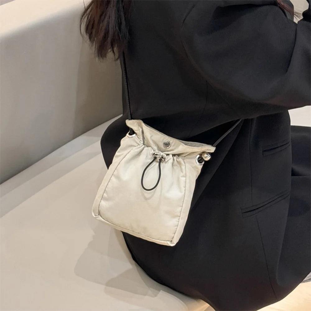 Unisex Nylon Bucket Crossbody Bag