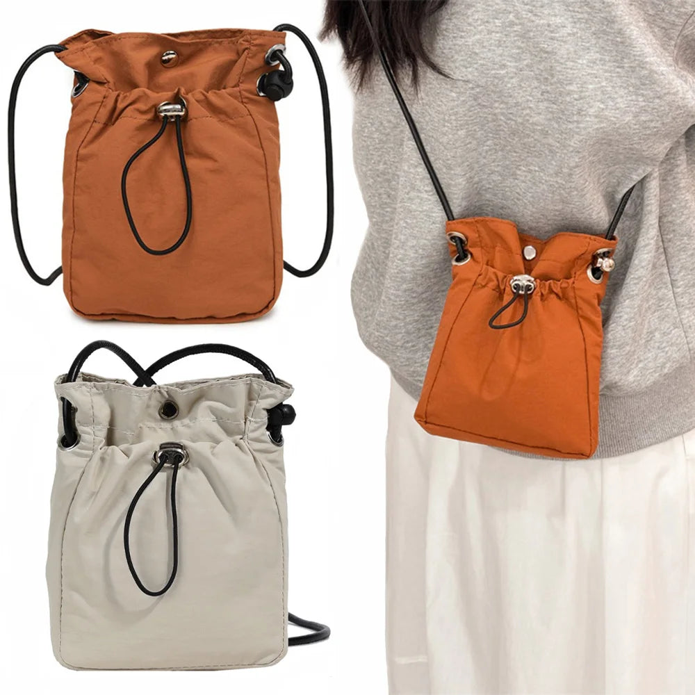 Unisex Nylon Bucket Crossbody Bag
