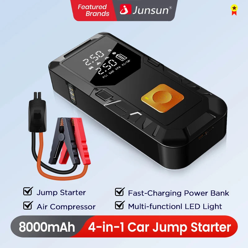 Junsun PowerBoost Pro — Car Jump Starter & Air Compressor