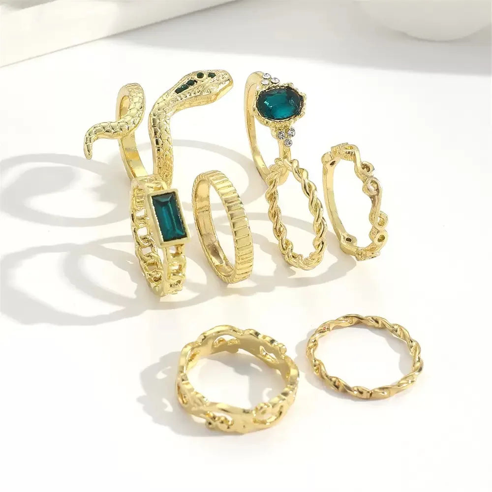 Retro Gem Snake Rings