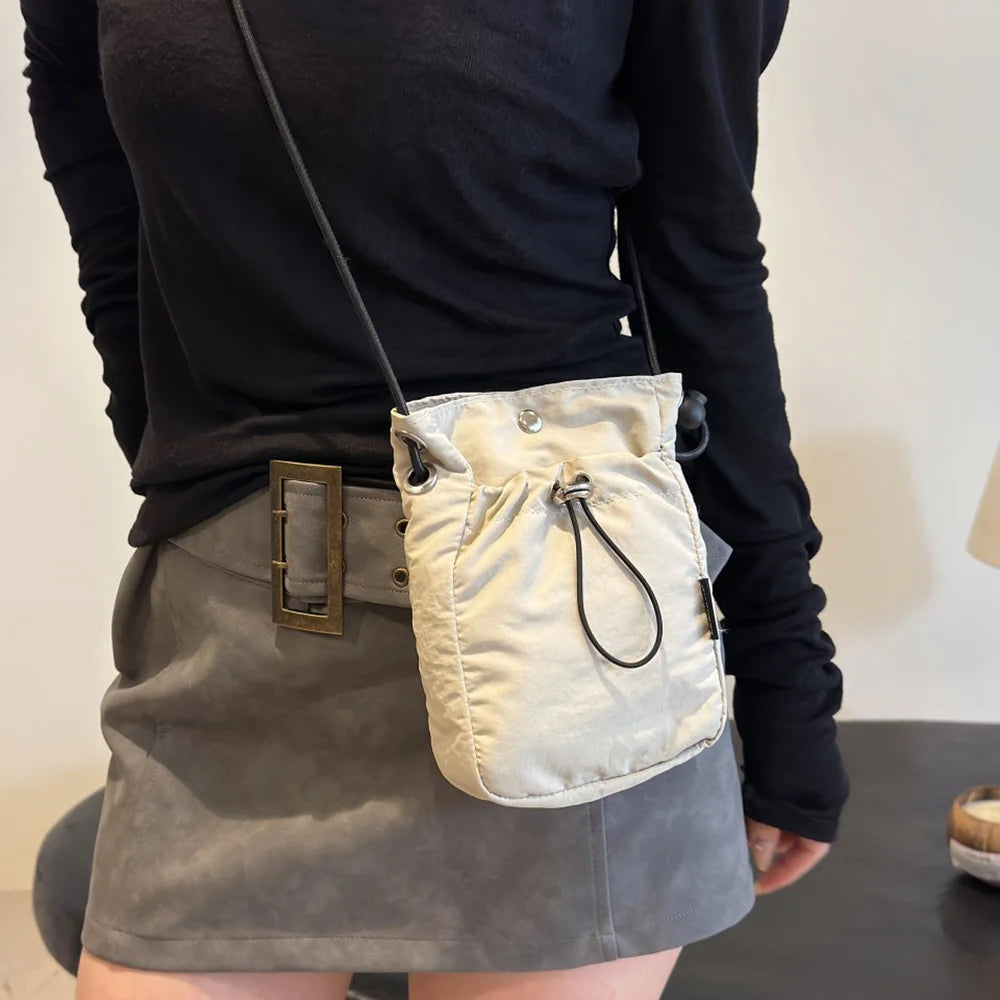 Unisex Nylon Bucket Crossbody Bag