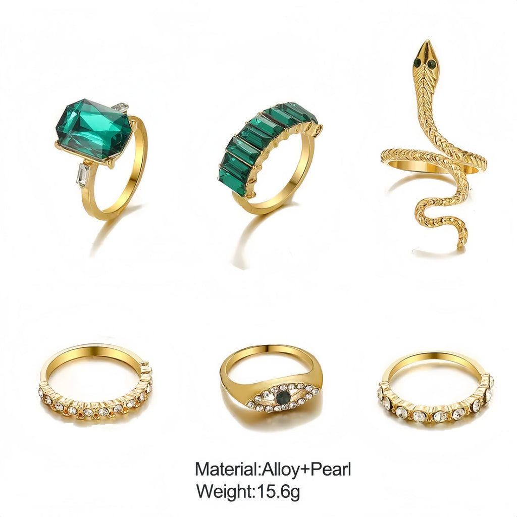 Retro Gem Snake Rings