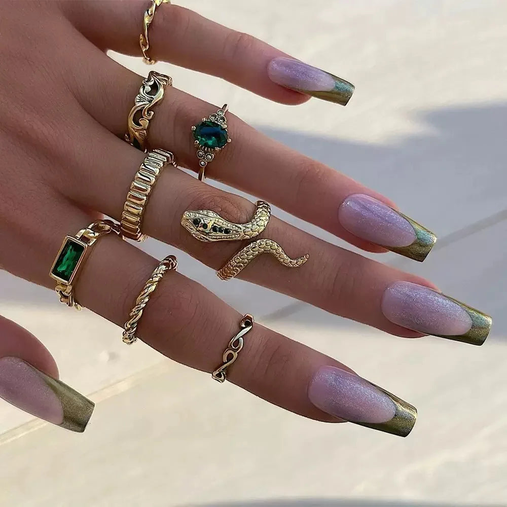 Retro Gem Snake Rings