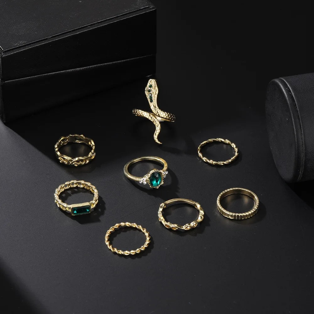 Retro Gem Snake Rings