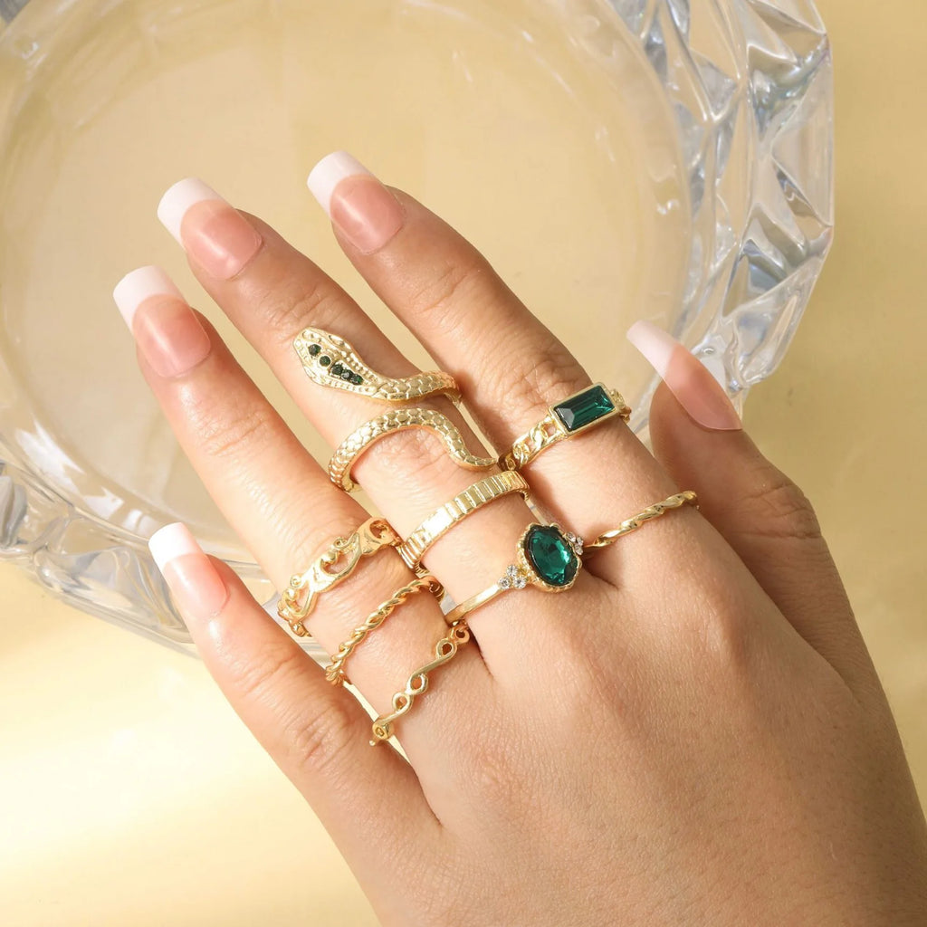 Retro Gem Snake Rings